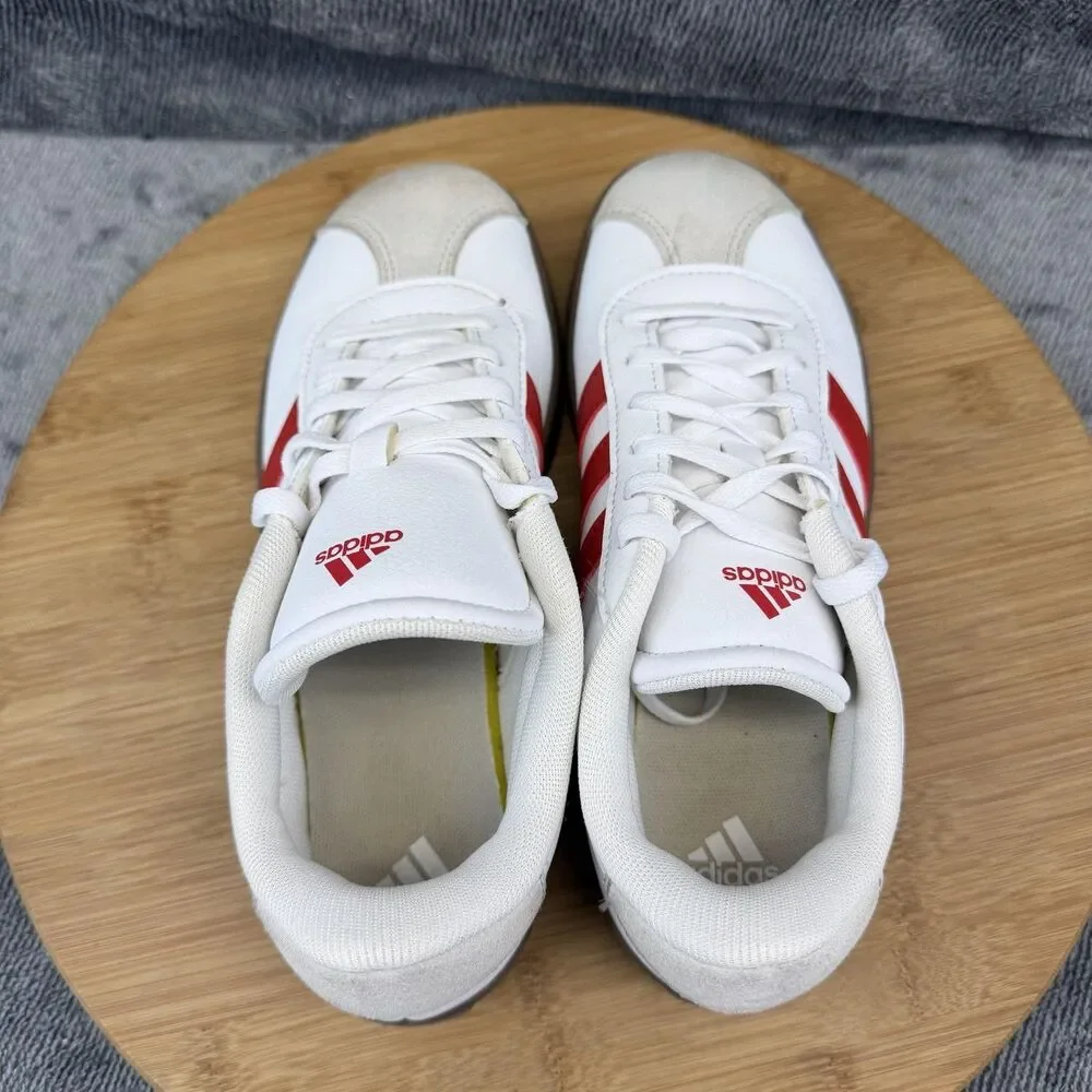 Adidas Shoes Girls Size 3.5 White Red Striped Gum Sole Low Top Sneakers IH3484